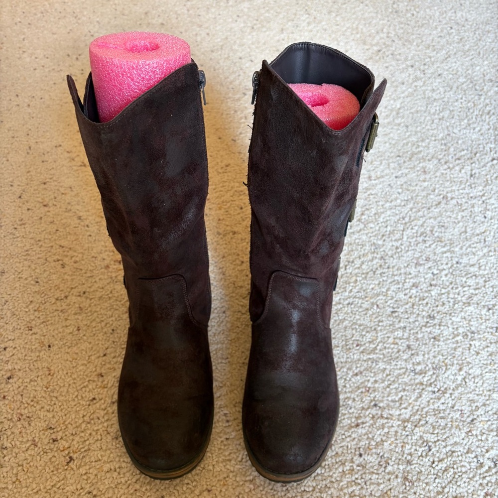 Ruff Hewn Dark Brown Suede Heeled Boots